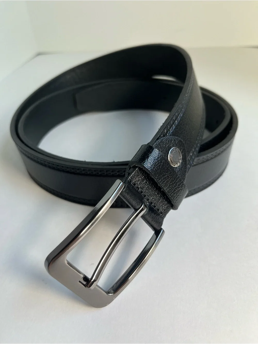 Euro Belt Men's Big Tall Black Leather Belt Size 145cm (48-52